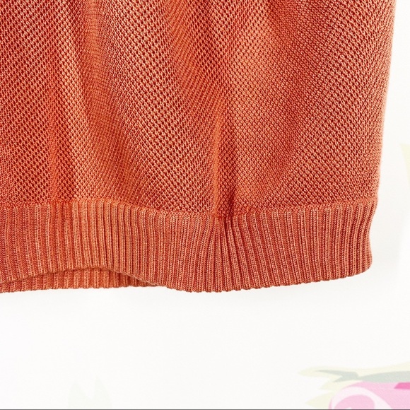 Akris Blouse 12 Salmon Orange Silk Blend Short Sleeves V Neck - Picture 5 of 8